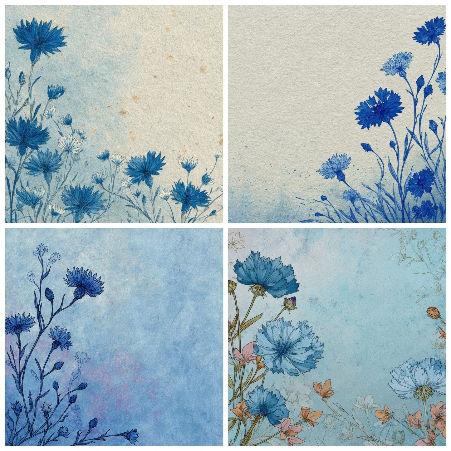 Powder Cornflower Ink Background Digital Paper Pack (DDD000176)