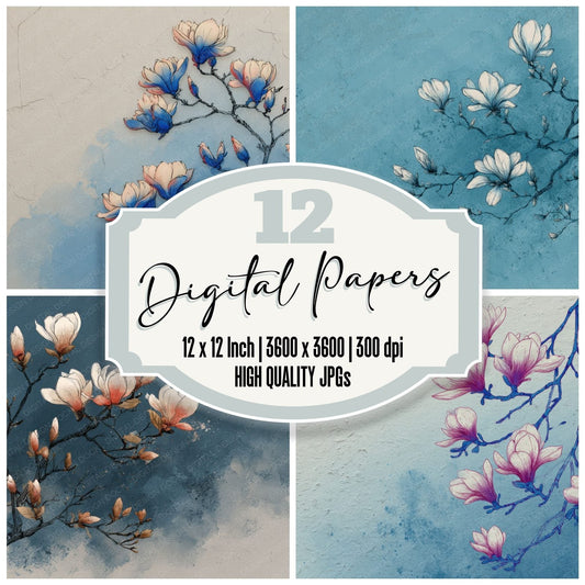 Smoke Magnolia Ink Background Digital Paper Pack (DDD000179)