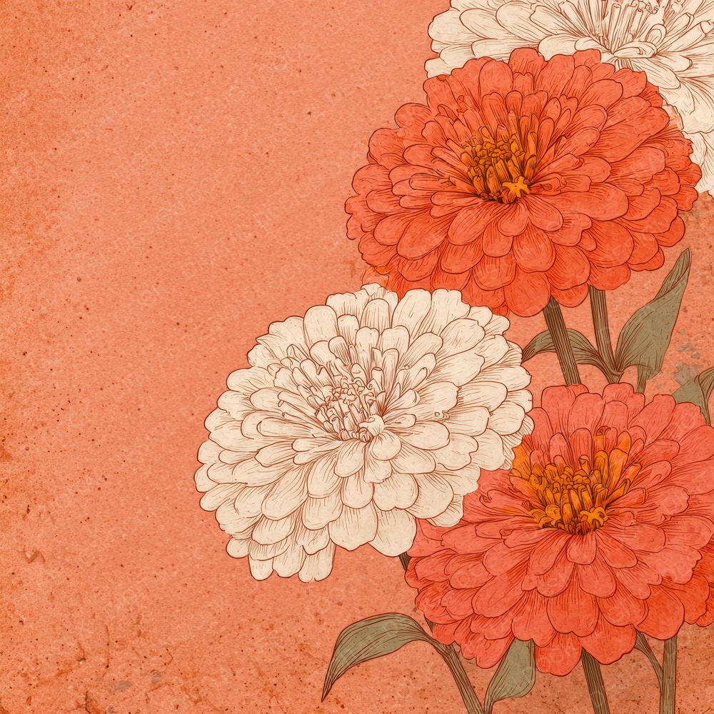 Apricot Zinnia Ink Background Digital Paper Pack (DDD000181)
