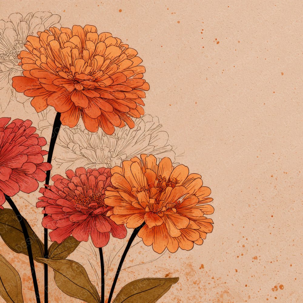 Apricot Zinnia Ink Background Digital Paper Pack (DDD000181)