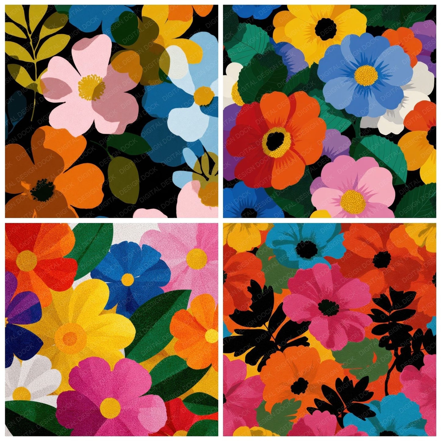 Graphic Petal Shape Background Digital Paper Pack (DDD000187)