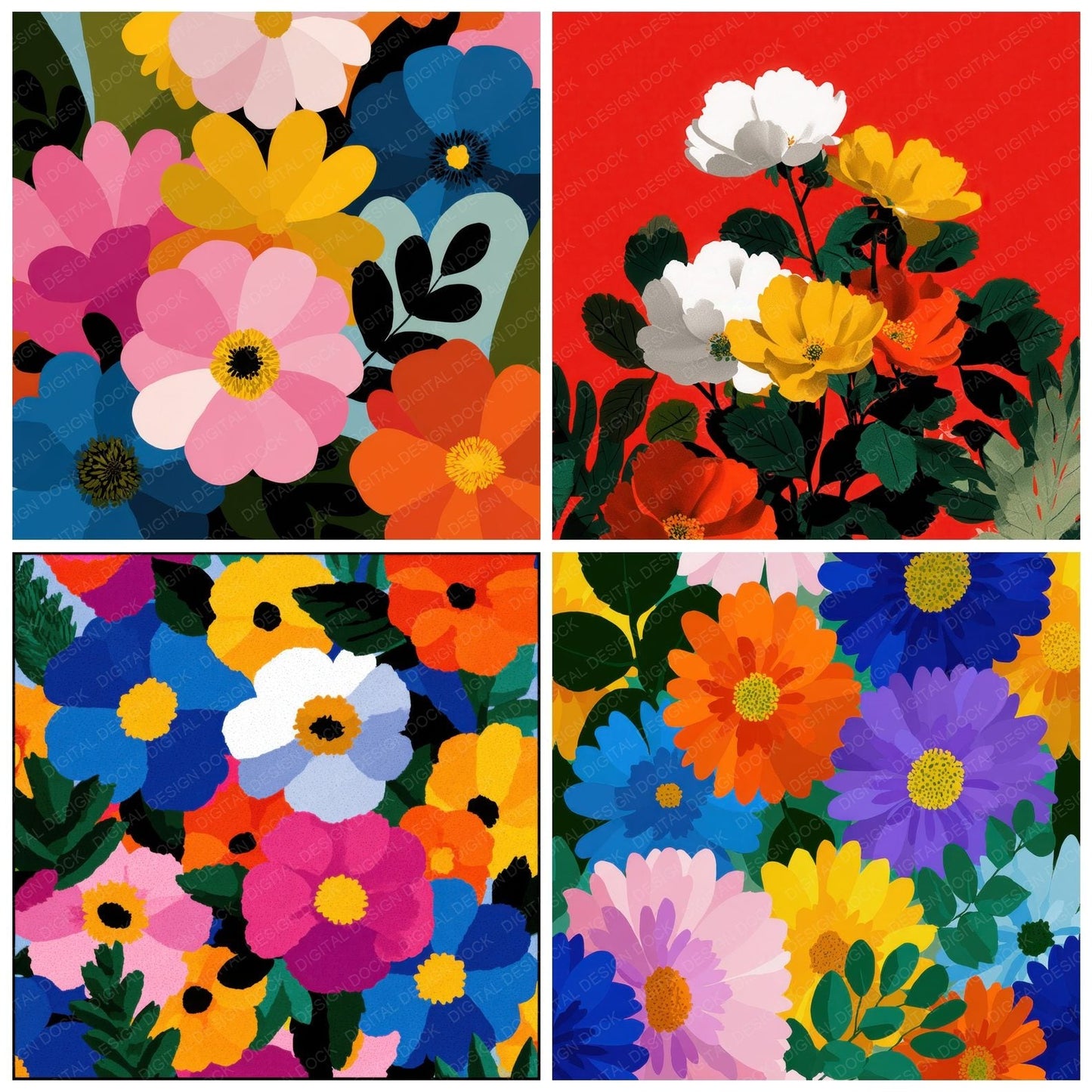 Graphic Petal Shape Background Digital Paper Pack (DDD000187)