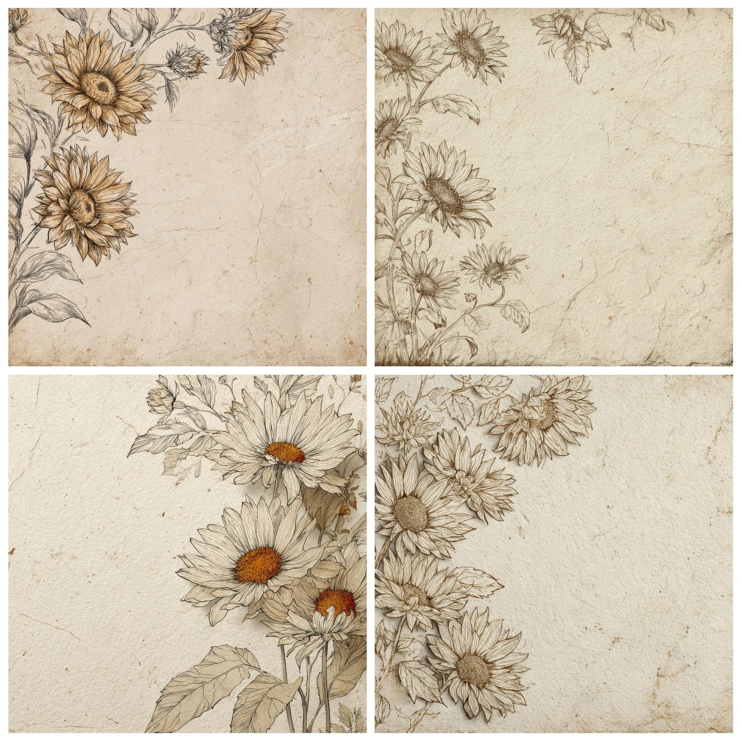 Limestone Sunflower Ink Background Digital Paper Pack (DDD000188)