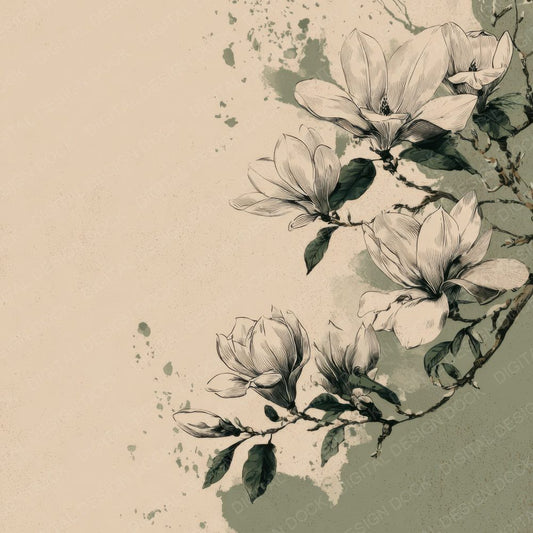 Olive Magnolia Ink Background Digital Paper Pack (DDD000190)
