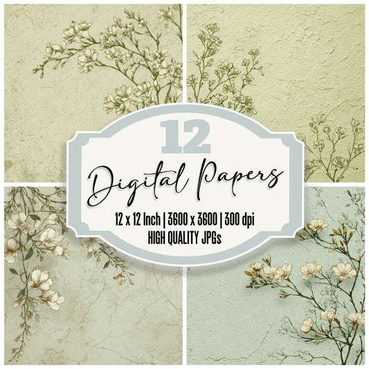 Pistachio Freesia Ink Background Digital Paper Pack (DDD000193)