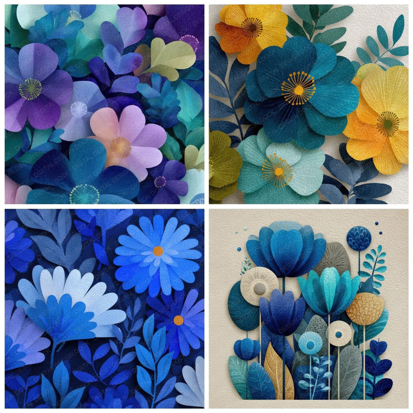 Sculptural Floral Forms Background Digital Paper Pack (DDD000195)