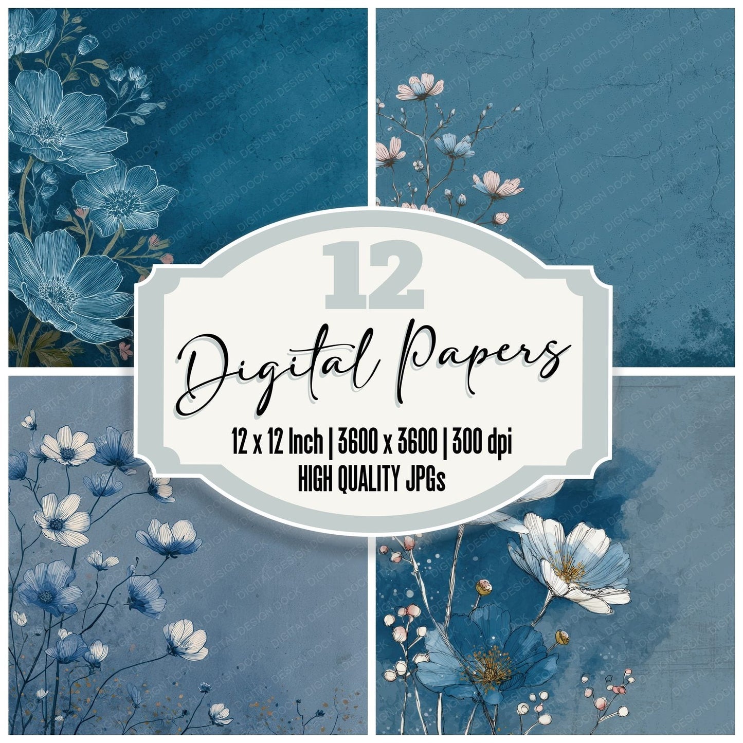 Slate Anemone Ink Background Digital Paper Pack (DDD000196)