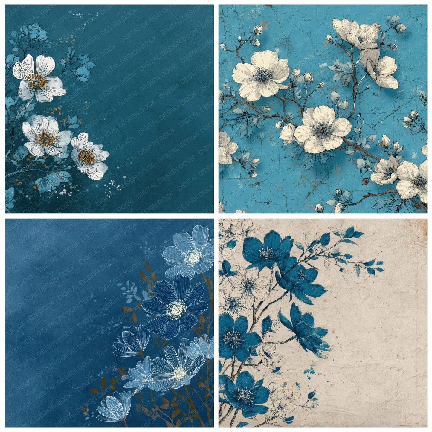 Slate Anemone Ink Background Digital Paper Pack (DDD000196)
