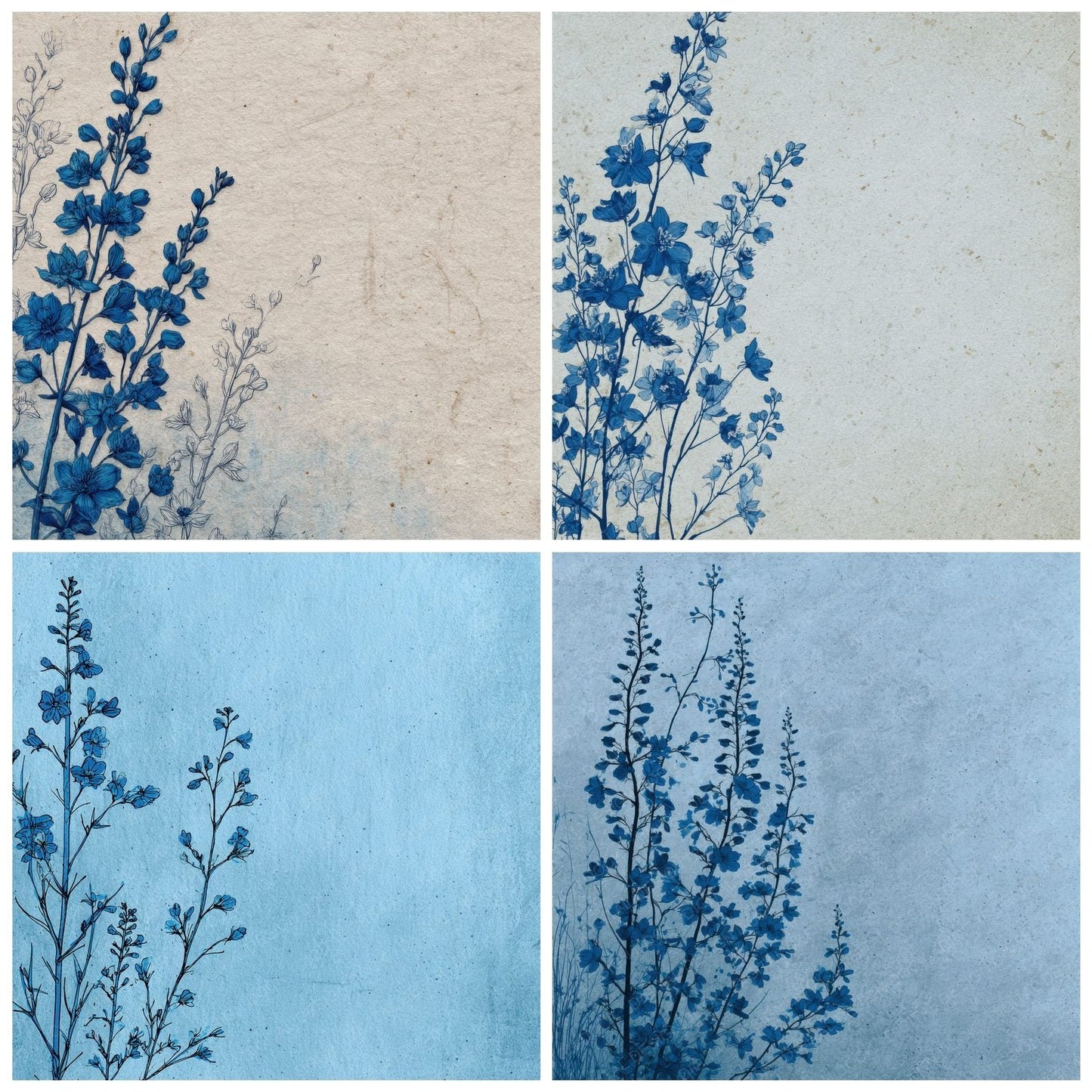 Steel Delphinium Ink Background Digital Paper Pack (DDD000197)