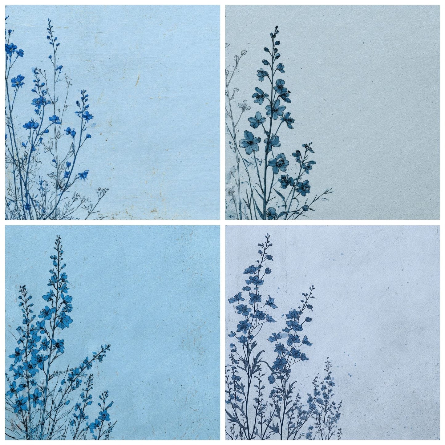 Steel Delphinium Ink Background Digital Paper Pack (DDD000197)