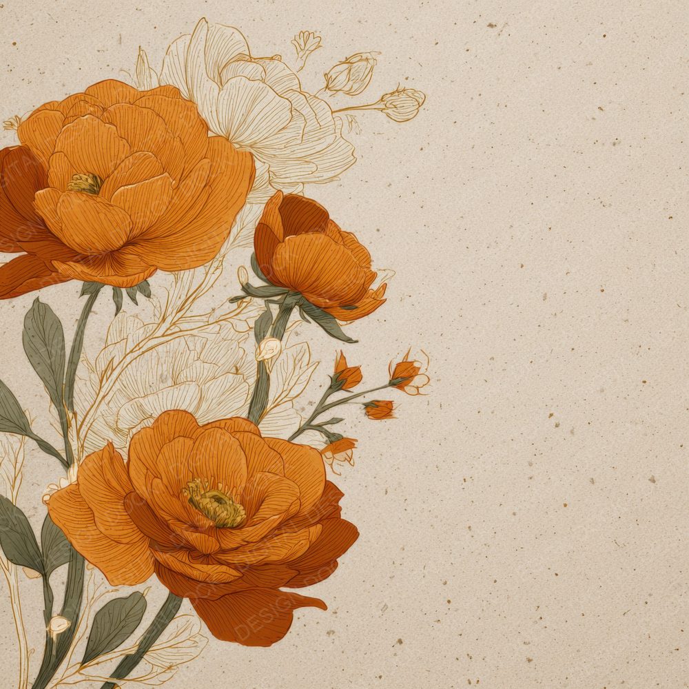 Umber Ranunculus Ink Background Digital Paper Pack (DDD000200)