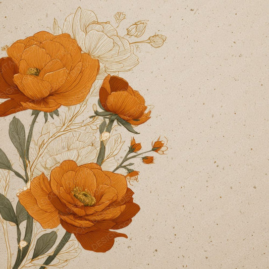 Umber Ranunculus Ink Background Digital Paper Pack (DDD000200)