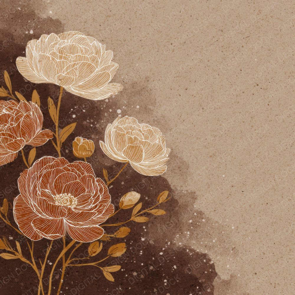 Umber Ranunculus Ink Background Digital Paper Pack (DDD000200)