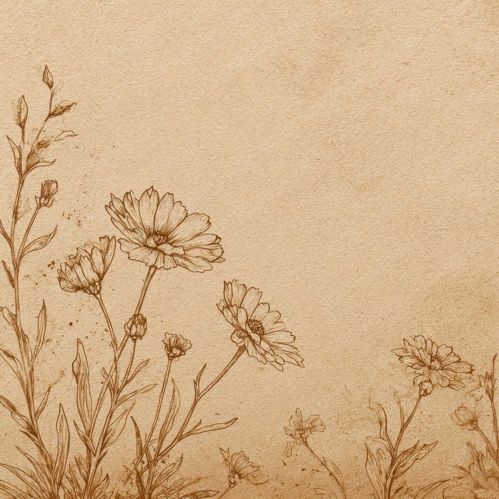 Daisy Natural Tones Sketch Background Digital Paper Pack (DDD000206)