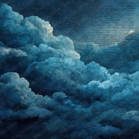 Night Scripted Cloud Background Digital Paper Pack (DDD000214)