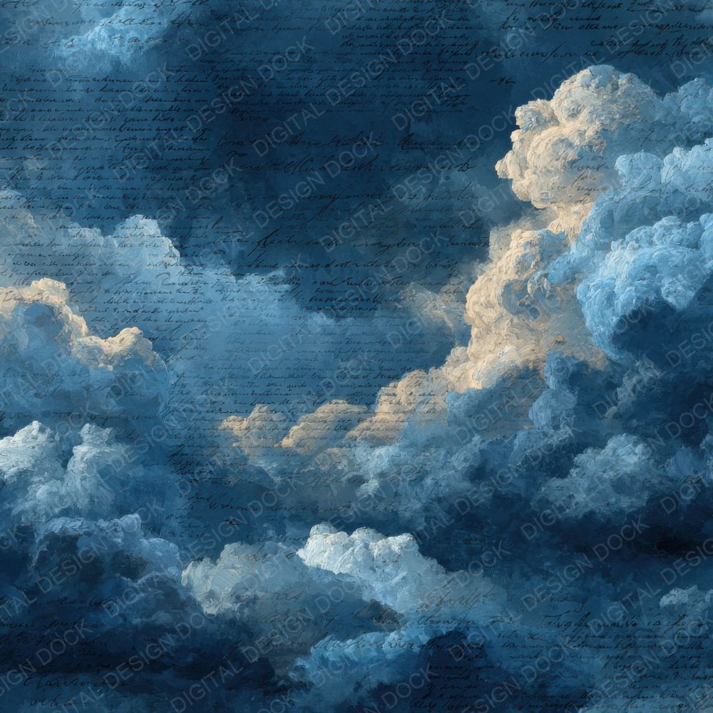 Night Scripted Cloud Background Digital Paper Pack (DDD000214)