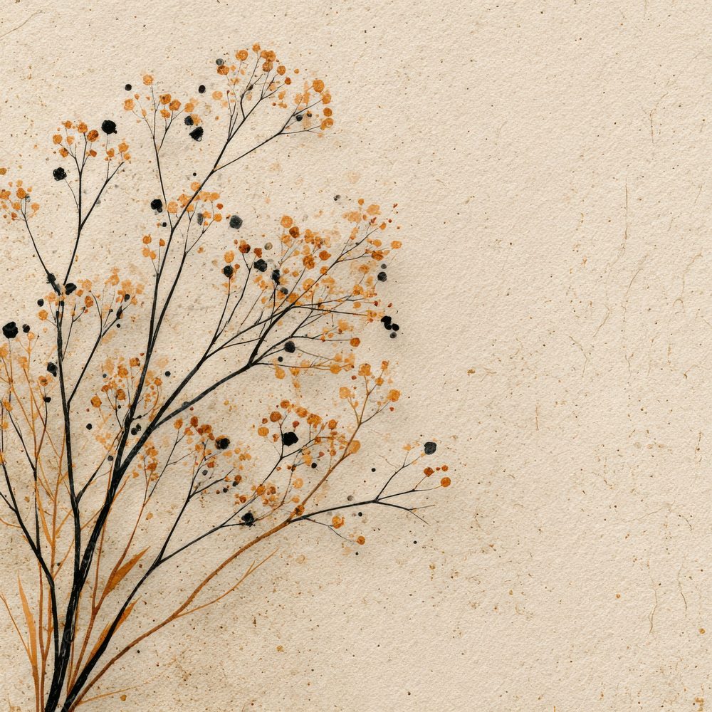 Oat Botanical Corner Ink Background Digital Paper Pack (DDD000215)