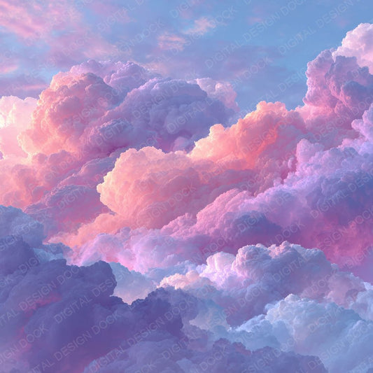 Pastel Fantasy Cloud Background Digital Paper Pack (DDD000216)