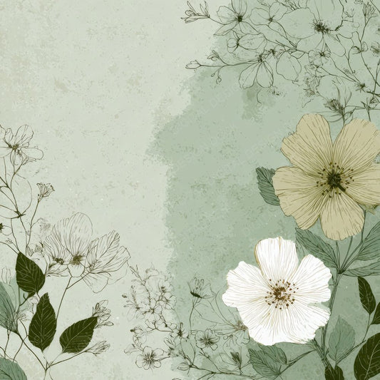 Sage Floral Line Background Digital Paper Pack (DDD000218)