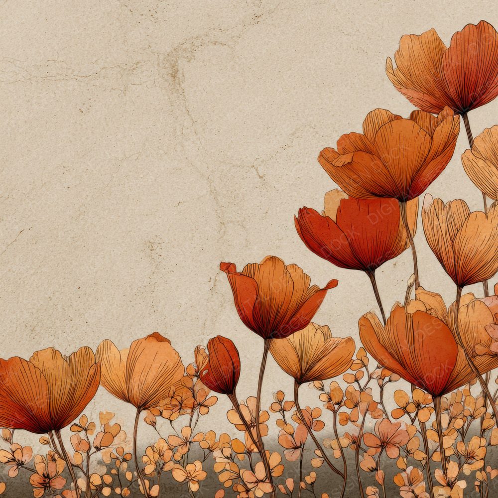 Tulip Ink Border Background Digital Paper Pack (DDD000220)