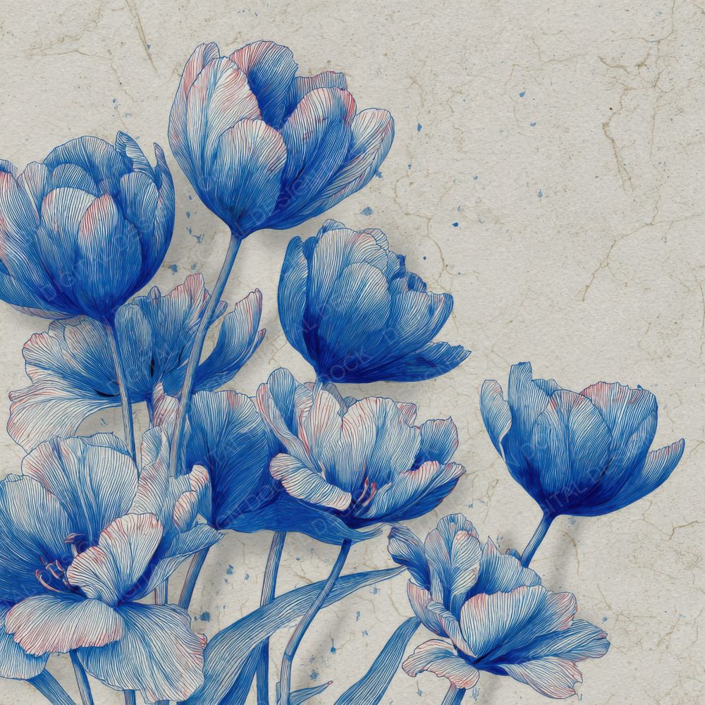 Tulip Ink Border Background Digital Paper Pack (DDD000220)
