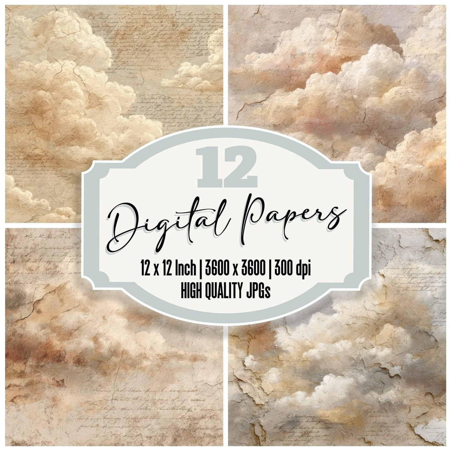 Chalk Cloud Script Background Digital Paper Pack (DDD000221)