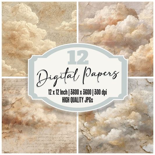 Chalk Cloud Script Background Digital Paper Pack (DDD000221)