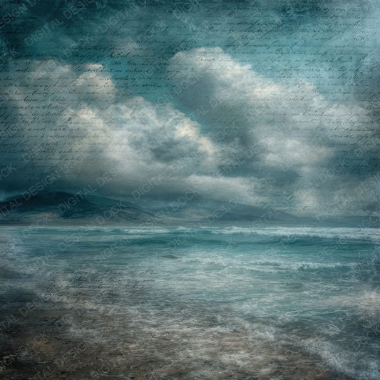 Coastal Storm Script Cloud Background Digital Paper Pack (DDD000222)