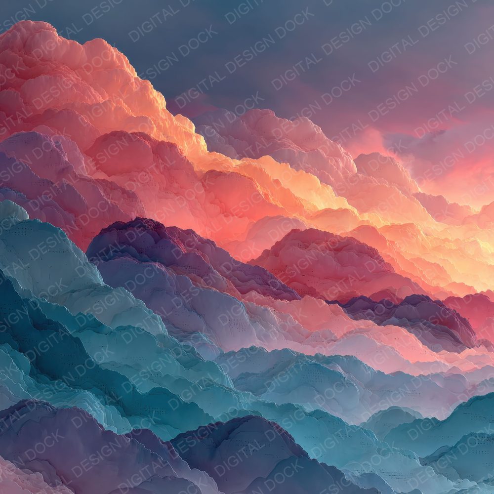 Colour Shift Script Cloud Background Digital Paper Pack (DDD000223)