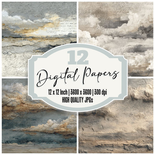 Concrete Overcast Script Cloud Background Digital Paper Pack (DDD000224)