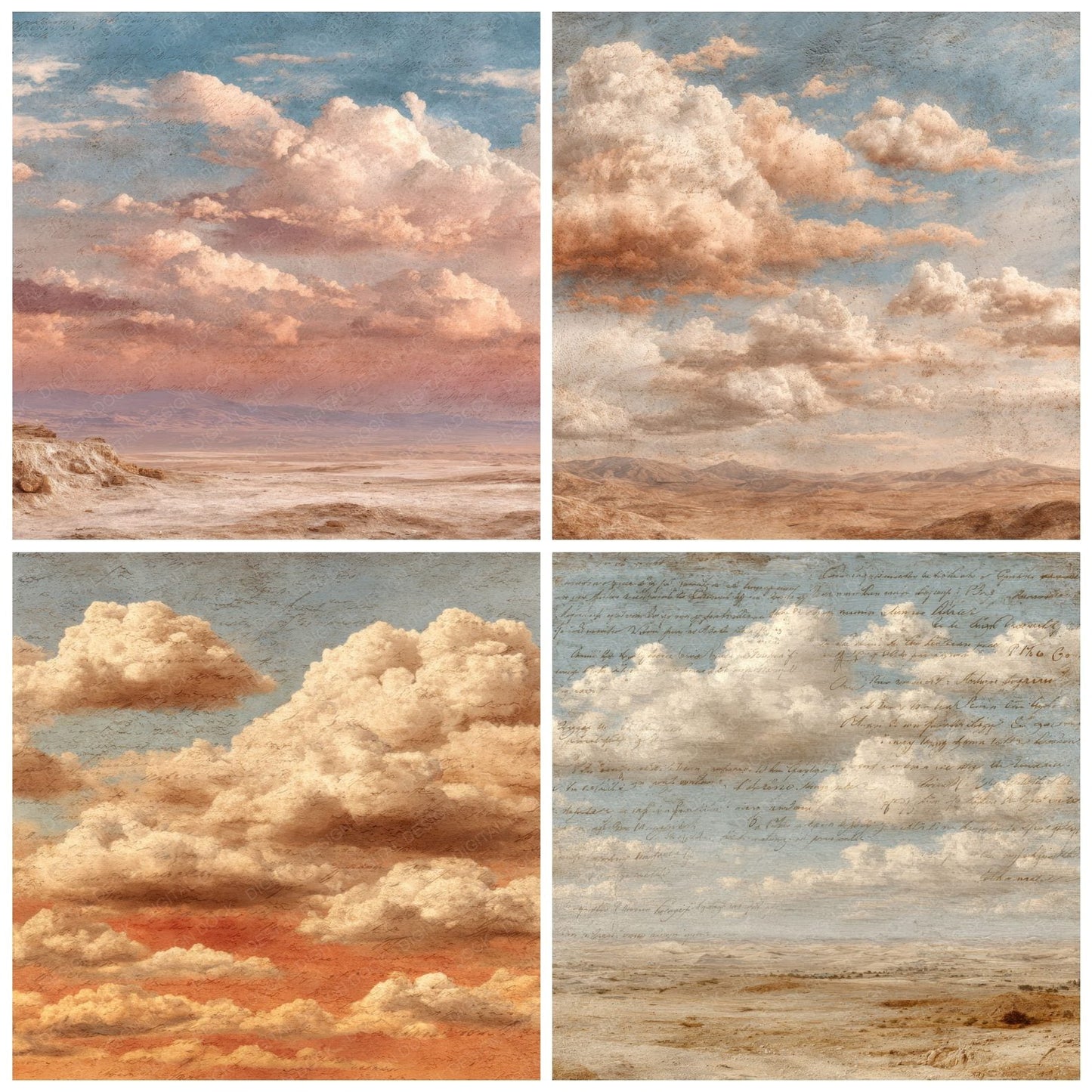 Desert Sky Script Cloud Background Digital Paper Pack (DDD000227)