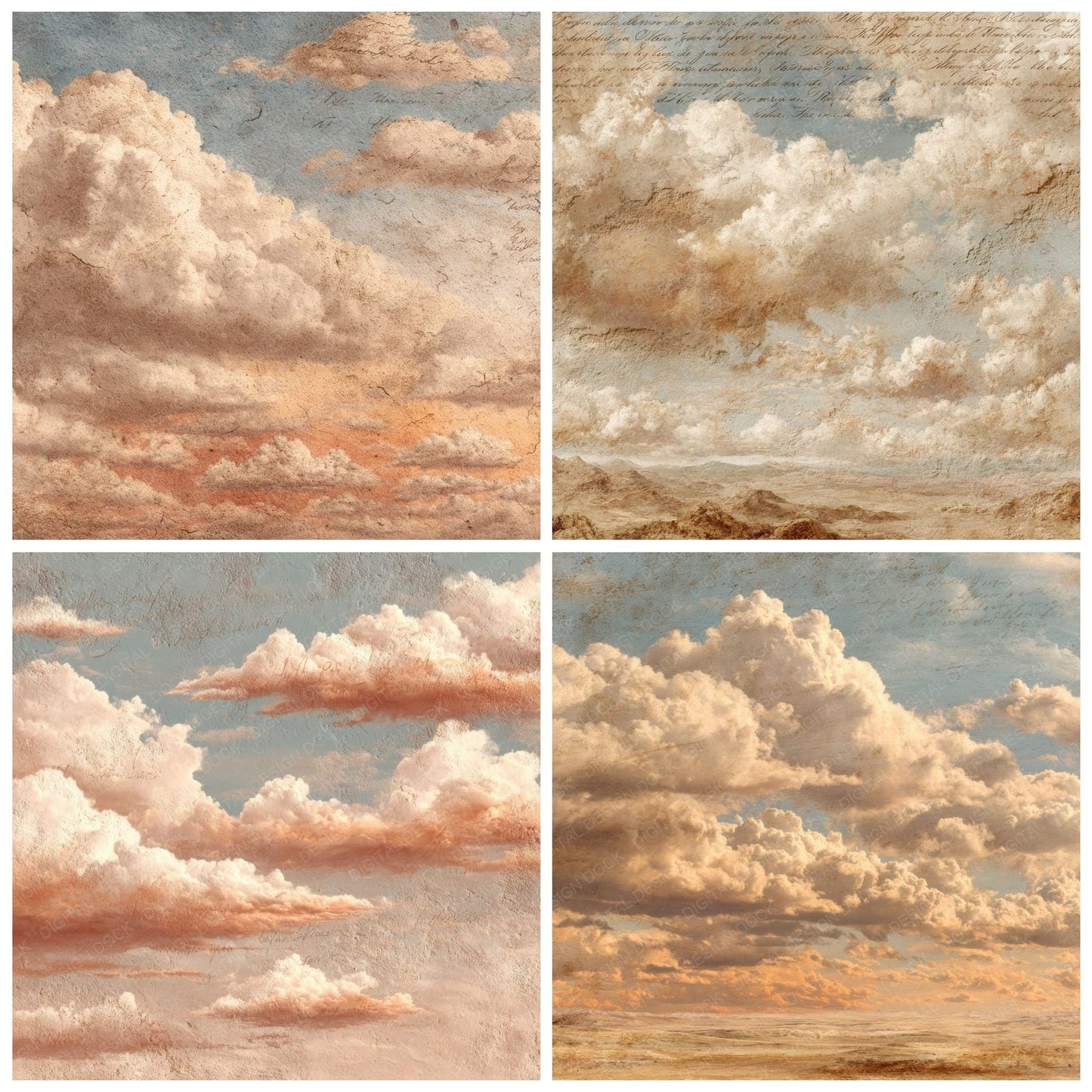 Desert Sky Script Cloud Background Digital Paper Pack (DDD000227)