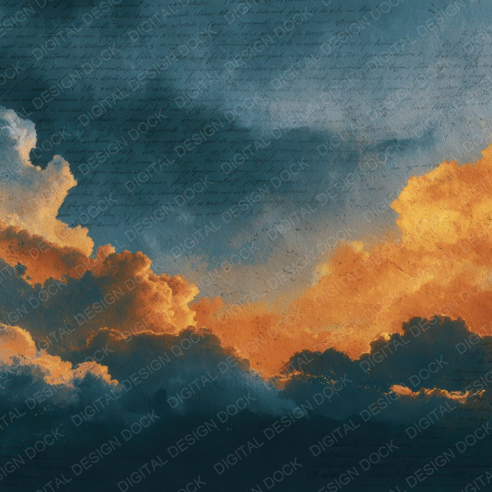 High Contrast Evening Script Cloud Background Digital Paper Pack (DDD000228)