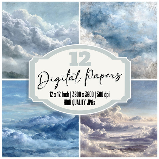 Morning Fog Script Cloud Background Digital Paper Pack (DDD000229)