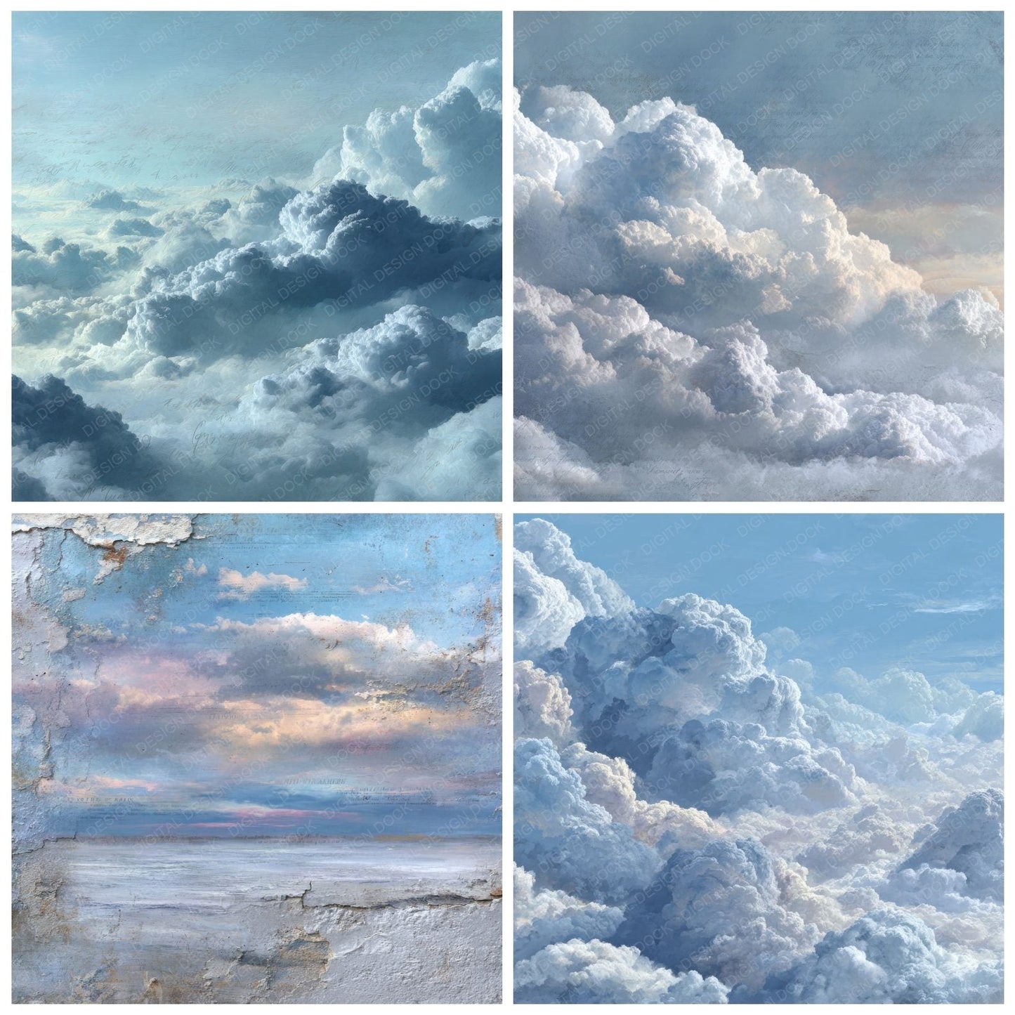Morning Fog Script Cloud Background Digital Paper Pack (DDD000229)