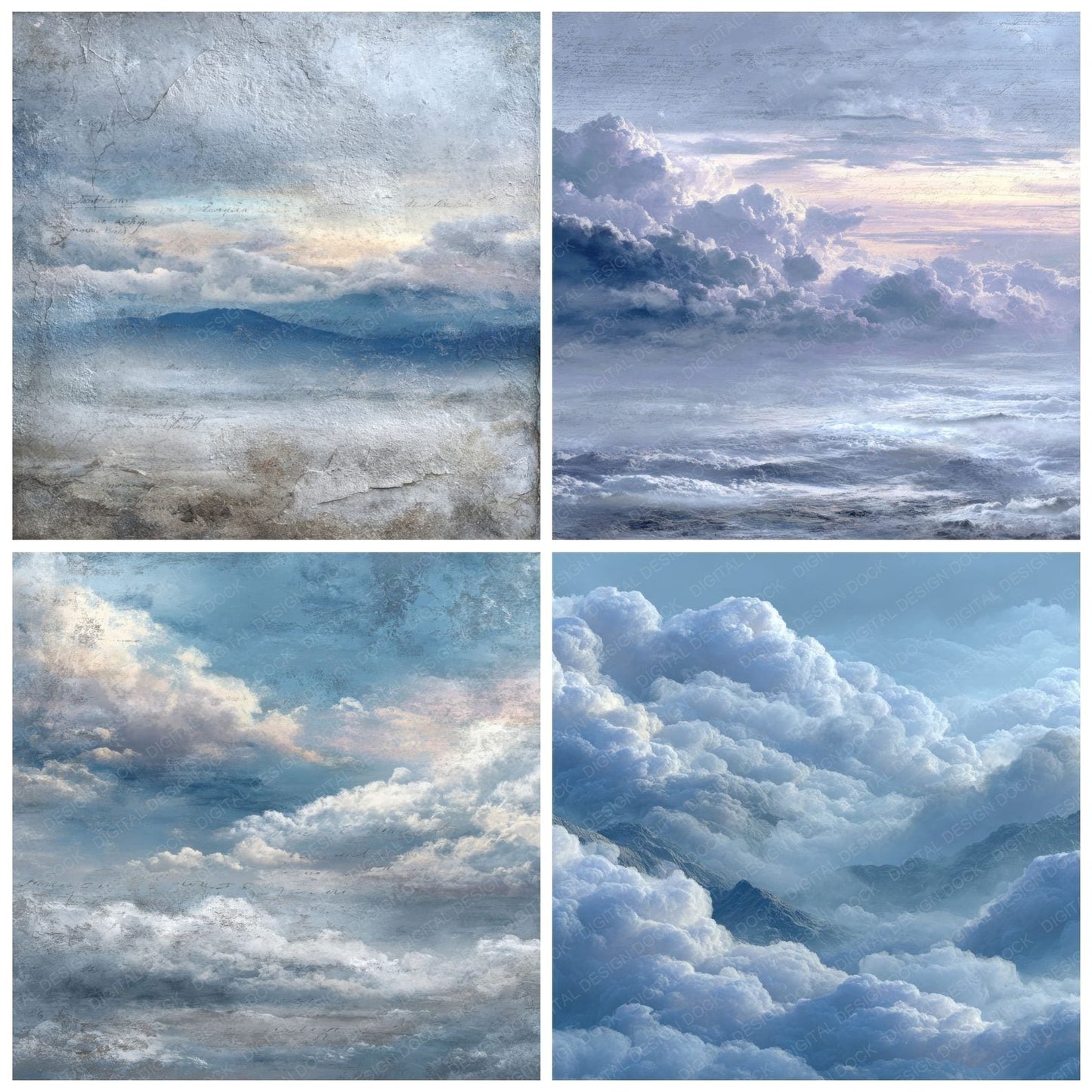 Morning Fog Script Cloud Background Digital Paper Pack (DDD000229)