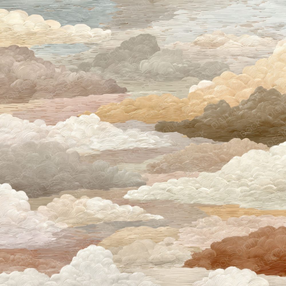 Neutral Greige Script Cloud Background Digital Paper Pack (DDD000230)