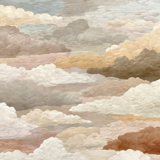Neutral Greige Script Cloud Background Digital Paper Pack (DDD000230)