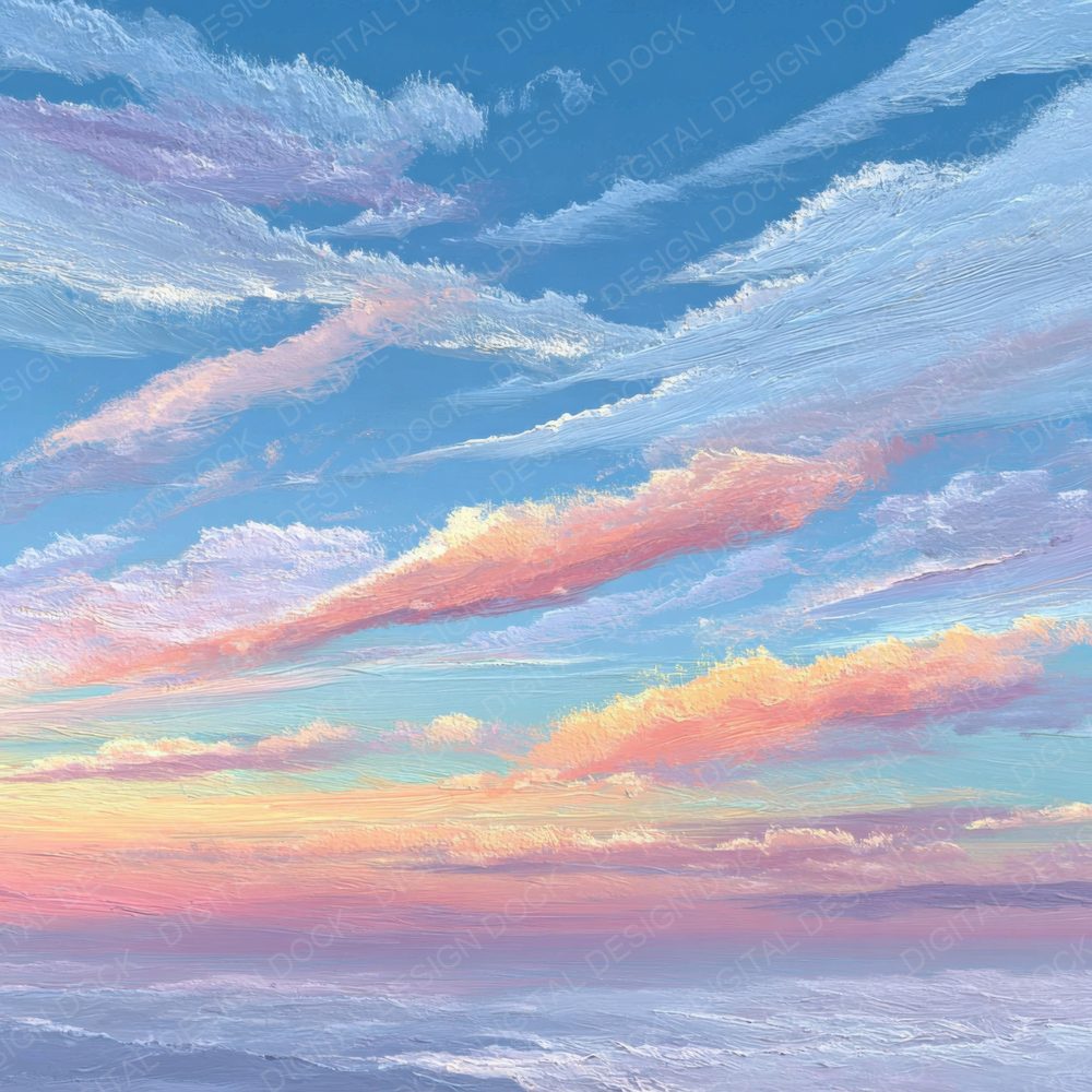 Pastel High Sky Script Cloud Background Digital Paper Pack (DDD000232)