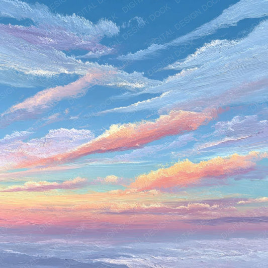 Pastel High Sky Script Cloud Background Digital Paper Pack (DDD000232)