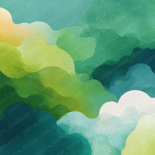 Seafoam Abstract Script Cloud Background Digital Paper Pack (DDD000234)