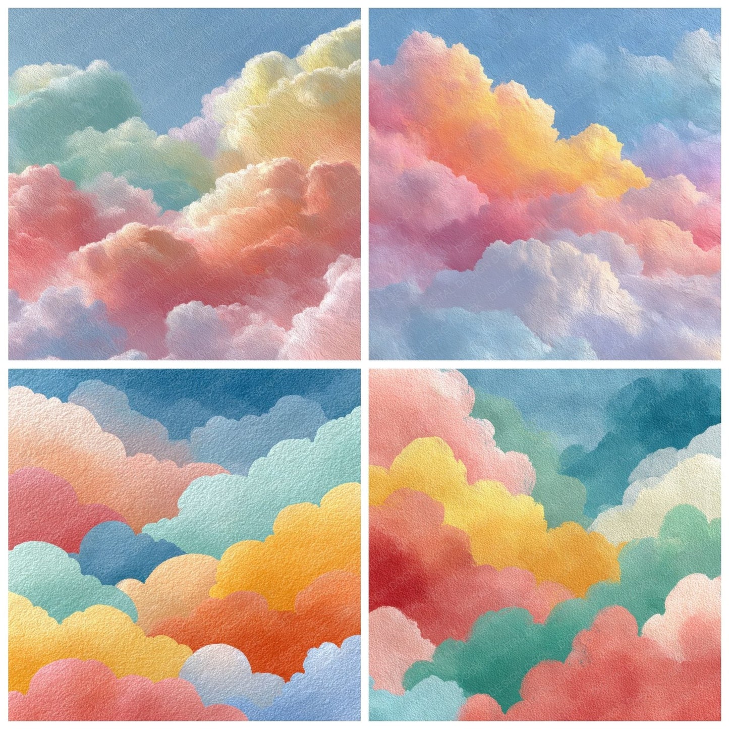 Soft Morning Script Cloud Background Digital Paper Pack (DDD000235)