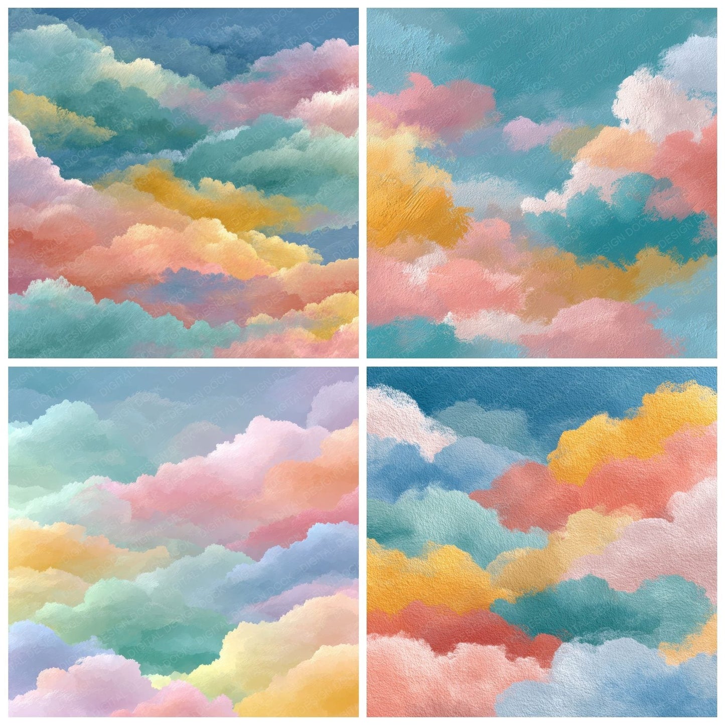 Soft Morning Script Cloud Background Digital Paper Pack (DDD000235)