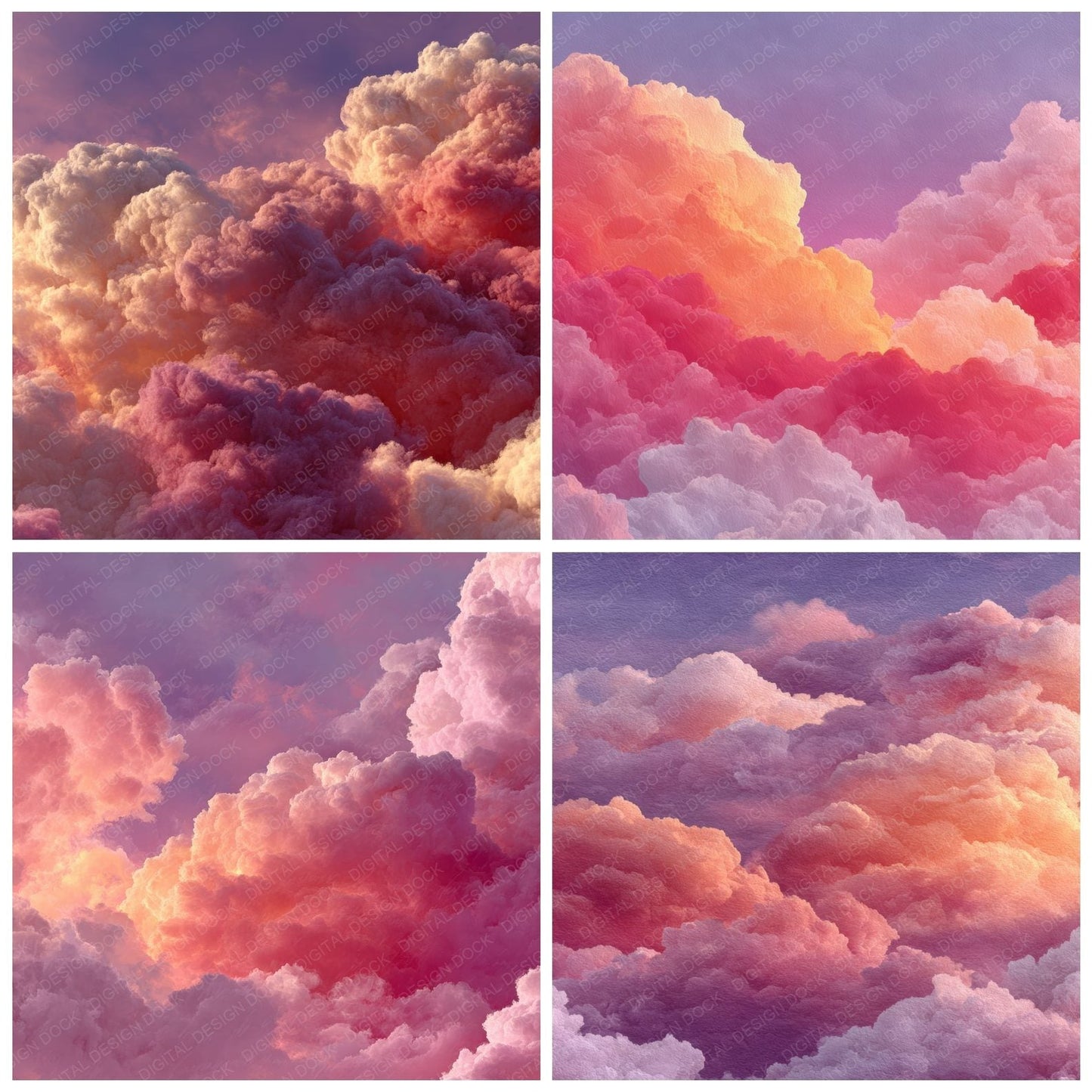 Sunset Haze Script Cloud Background Digital Paper Pack (DDD000236)