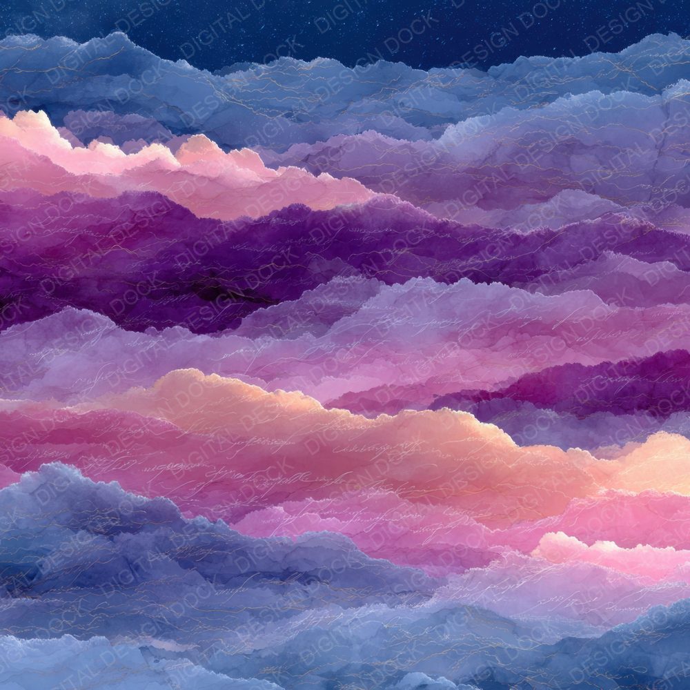 Twilight Gradient Script Cloud Background Digital Paper Pack (DDD000237)