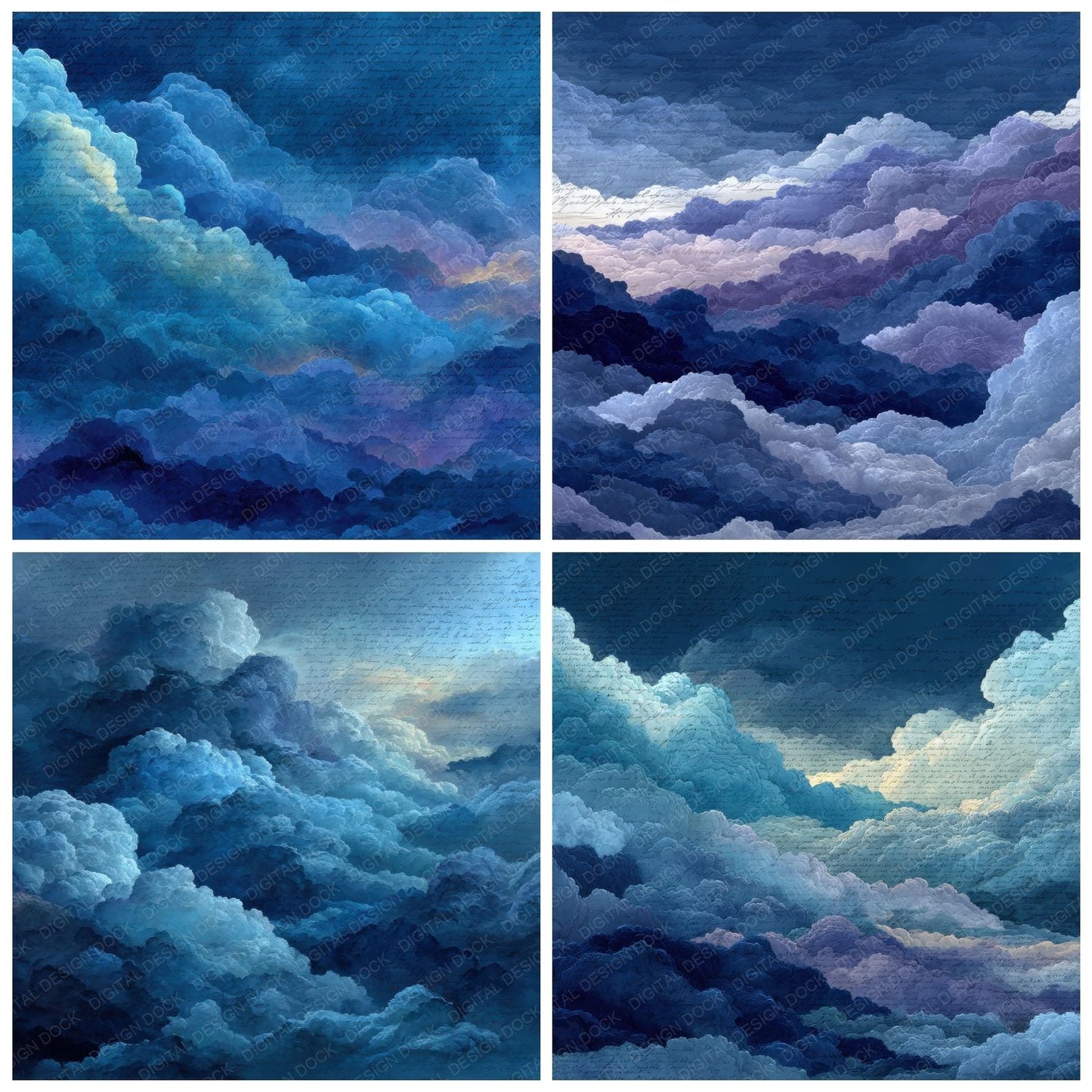 Vertical Storm Script Cloud Background Digital Paper Pack (DDD000239)