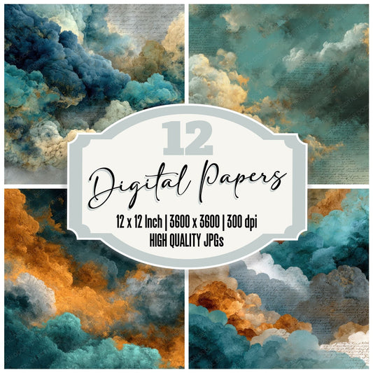 Abstract Storm Script Cloud Background Digital Paper Pack (DDD000241)