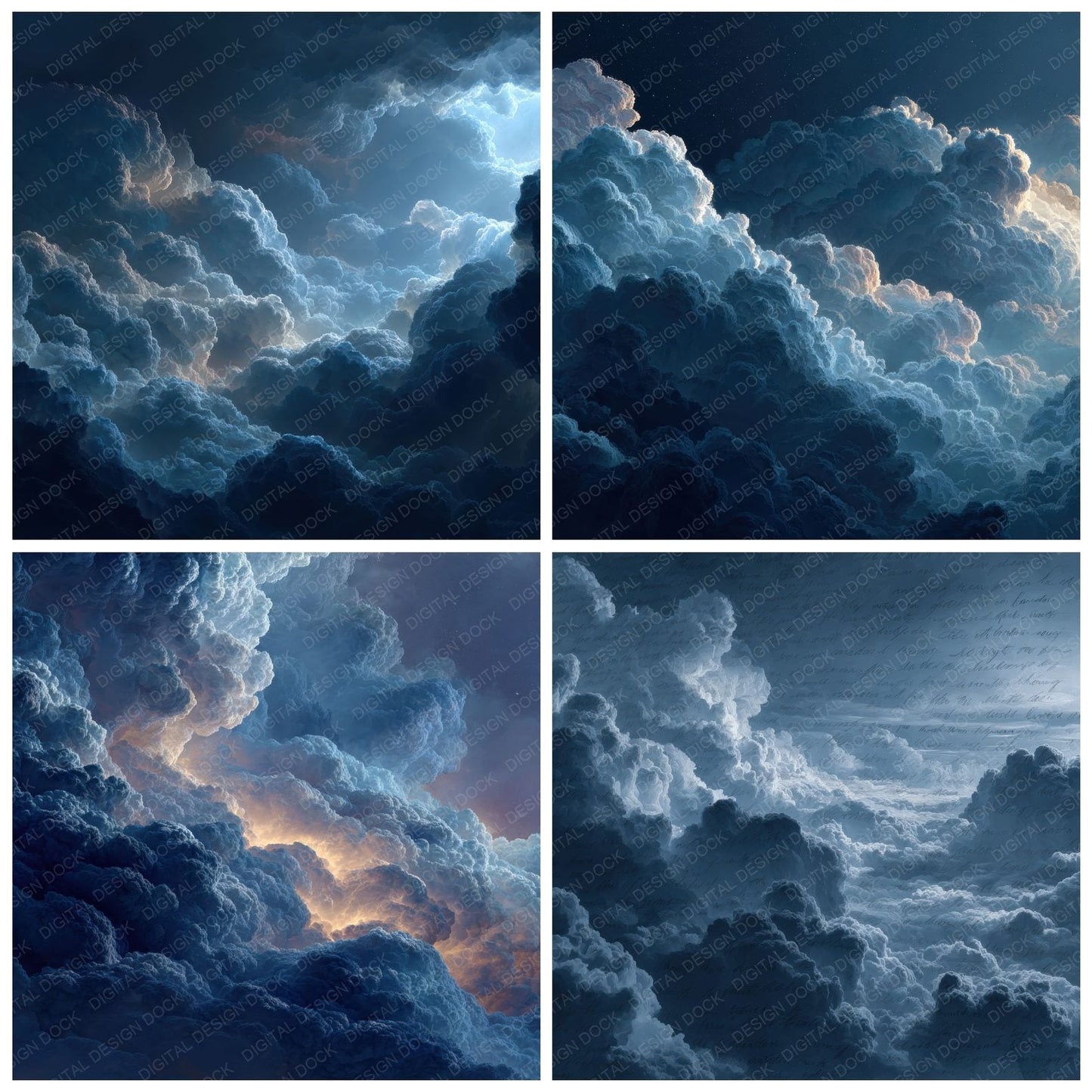 Backlit Script Cloud Background Digital Paper Pack (DDD000242)