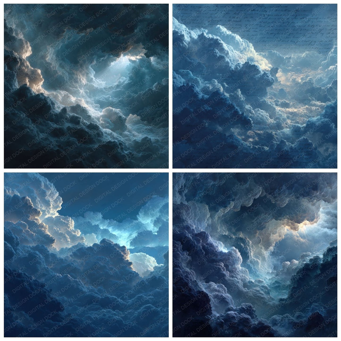 Backlit Script Cloud Background Digital Paper Pack (DDD000242)