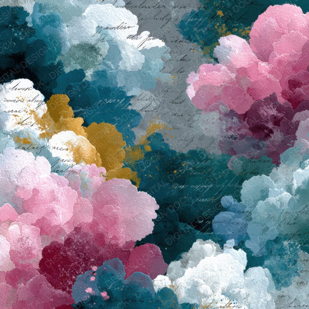 Colour Bloom Script Cloud Background Digital Paper Pack (DDD000244)